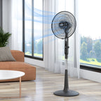 Standventilator leise mit Fernbedienung, 3 Modi, 28 Geschwindigkeiten, Mückenschutz & Oszillation, Schwarz