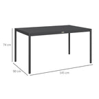 Six-Seater Outdoor Table with Slatted Aluminium Top and Steel Legs