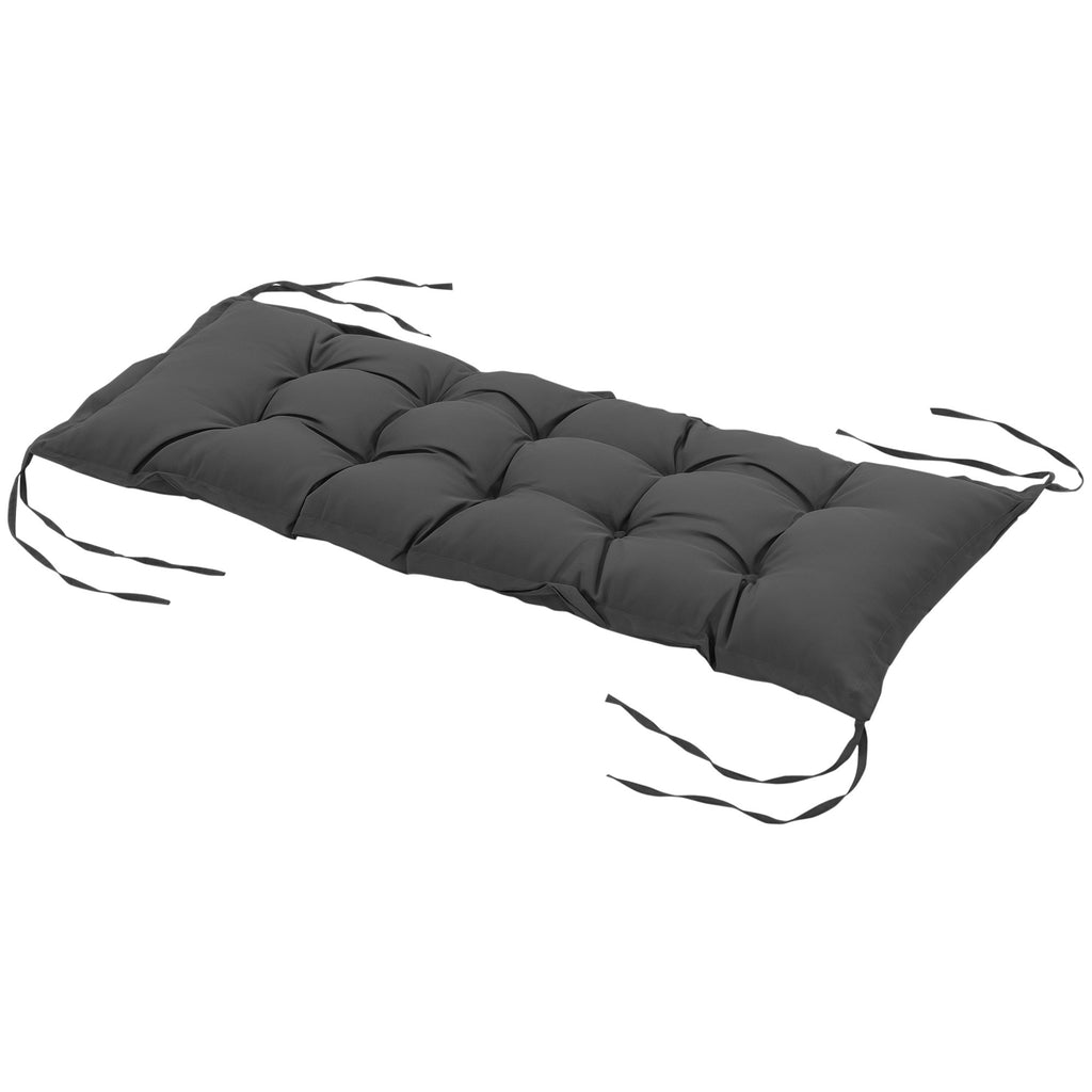 Sitzkissen 100x40 cm Stuhlkissen mit Bindeb?nder, 10cm dick Polsterauflage Dunkelgrau