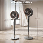 Standventilator Luftzirkulator Lüfter mit 12 Geschwindigkeitsstufen LED-Display Fernbedienung 70°+90° Oszillation Grau