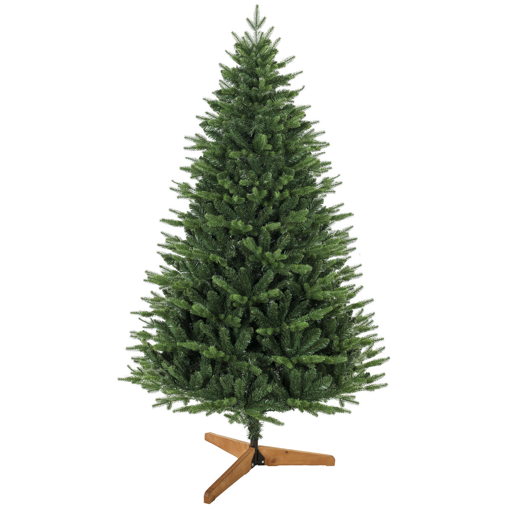 Künstlicher Weihnachtsbaum 180 cm mit Kiefernholzständer, Nordic-Tanne mit Klappsystem, 889 Zweigspitzen, Grün