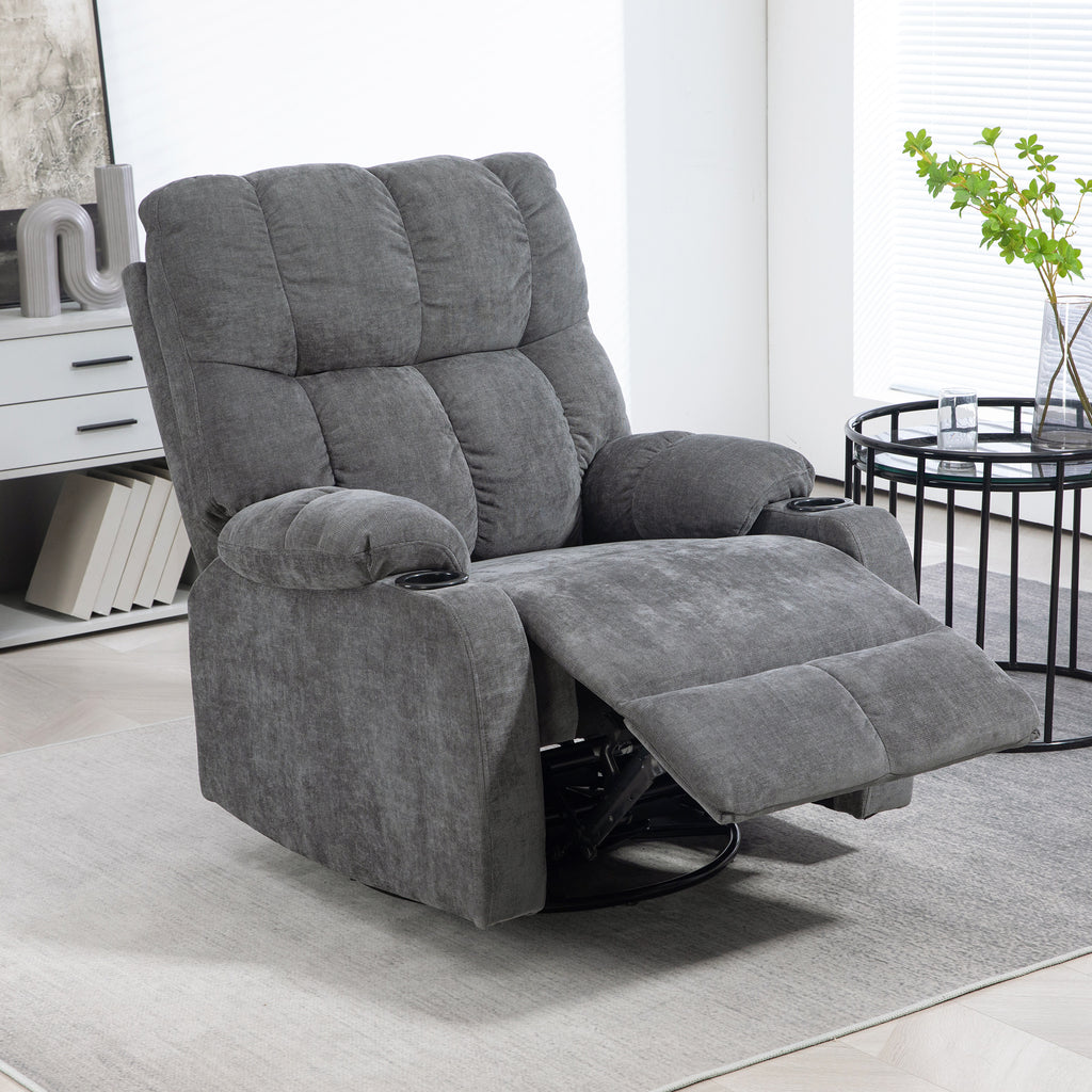 Relaxsessel mit Fu?st¨¹tze, Liegesessel, drehbar, bis 150 kg, Stahlrahmen, 88x96x108cm, Dunkelgrau