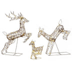 3-teiliges beleuchtetes Rentier-Set, Weihnachtsdeko für außen mit 200 warmweißen LEDs, 8 Modi, Tages-Timer
