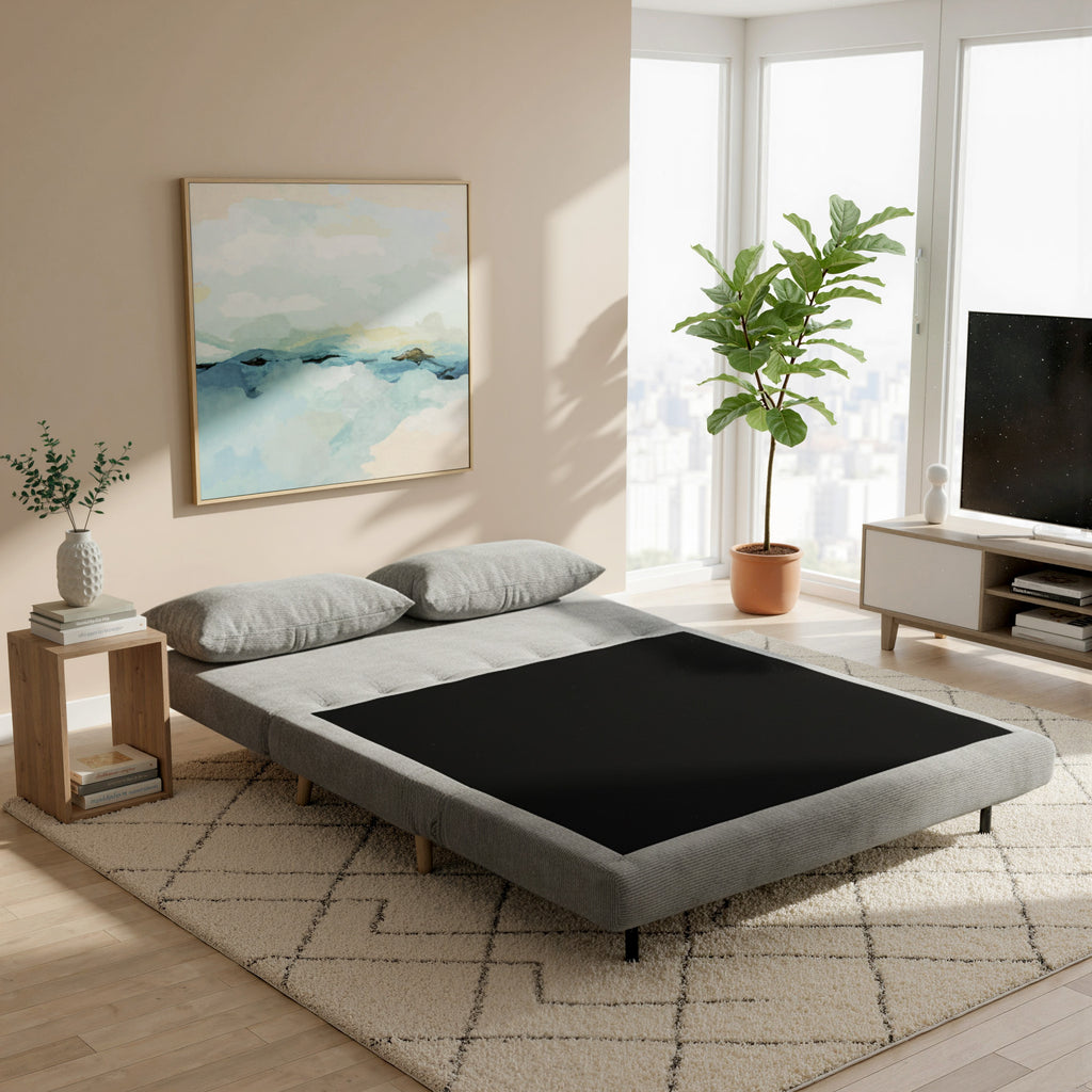 Schlafsofa, G?stebett, 3-fach verstellbare R¨¹ckenlehne, Leinenoptik, bis 120 kg, 141 x 90 x 81 cm, Grau