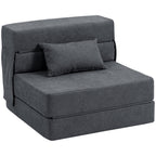 Bodensofa, Polstercouch, in Matratze umwandelbar, Schaumstoff, Kissen, Dunkelgrau