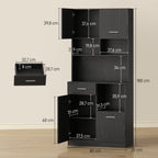K¨¹chenschrank, Buffet mit Schublade, Soft-Close T¨¹ren, 80 x 35 x 180 cm, Schwarz