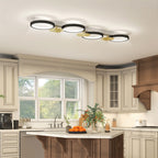Deckenleuchte LED 38W 1500LM 3000K-6500K Deckenlampe Wohnzimmerlampe mit 4 Glühbirnen Fernbedienung Schwarz+Gold