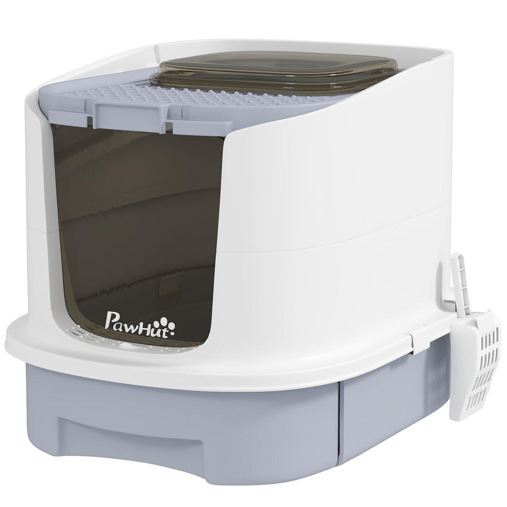 Cat Litter Box with Lid, Scoop, Deodorisation Bags, Top Entry