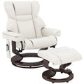 Relaxsessel mit Massagefunktion und Fu?hocker, Liegesessel, Kunstleder, 79 x 82 x 101 cm, Cremewei?