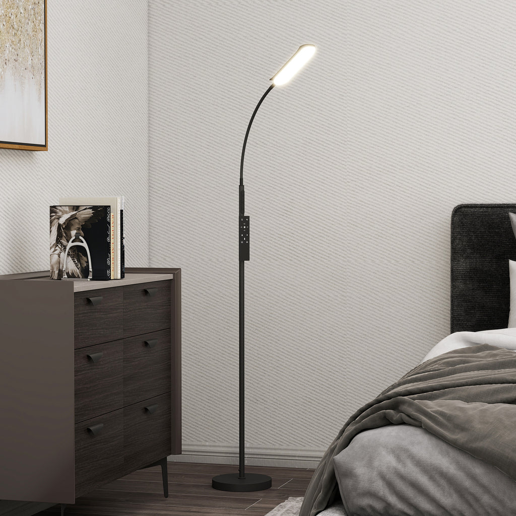 LED Stehlampe Dimmbar, Fernbedienung, 360° Schwanenhals, Schwarz
