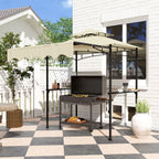 Grillpavillon 242x232x248 cm wasserabweisend flammhemmend Gartenpavillon mit Doppelschichtdach Beige