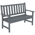 2 Seater Plastic Garden Bench, Outdoor Patio Bench with Armrest and Backrest, Weatherproof Outdoor Furniture for Balcony