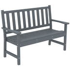 2 Seater Plastic Garden Bench, Outdoor Patio Bench with Armrest and Backrest, Weatherproof Outdoor Furniture for Balcony