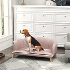 Haustiersofa für mittelgroße und große Hunde bis 25 kg, robustes Holz, gepolstert, Rosa