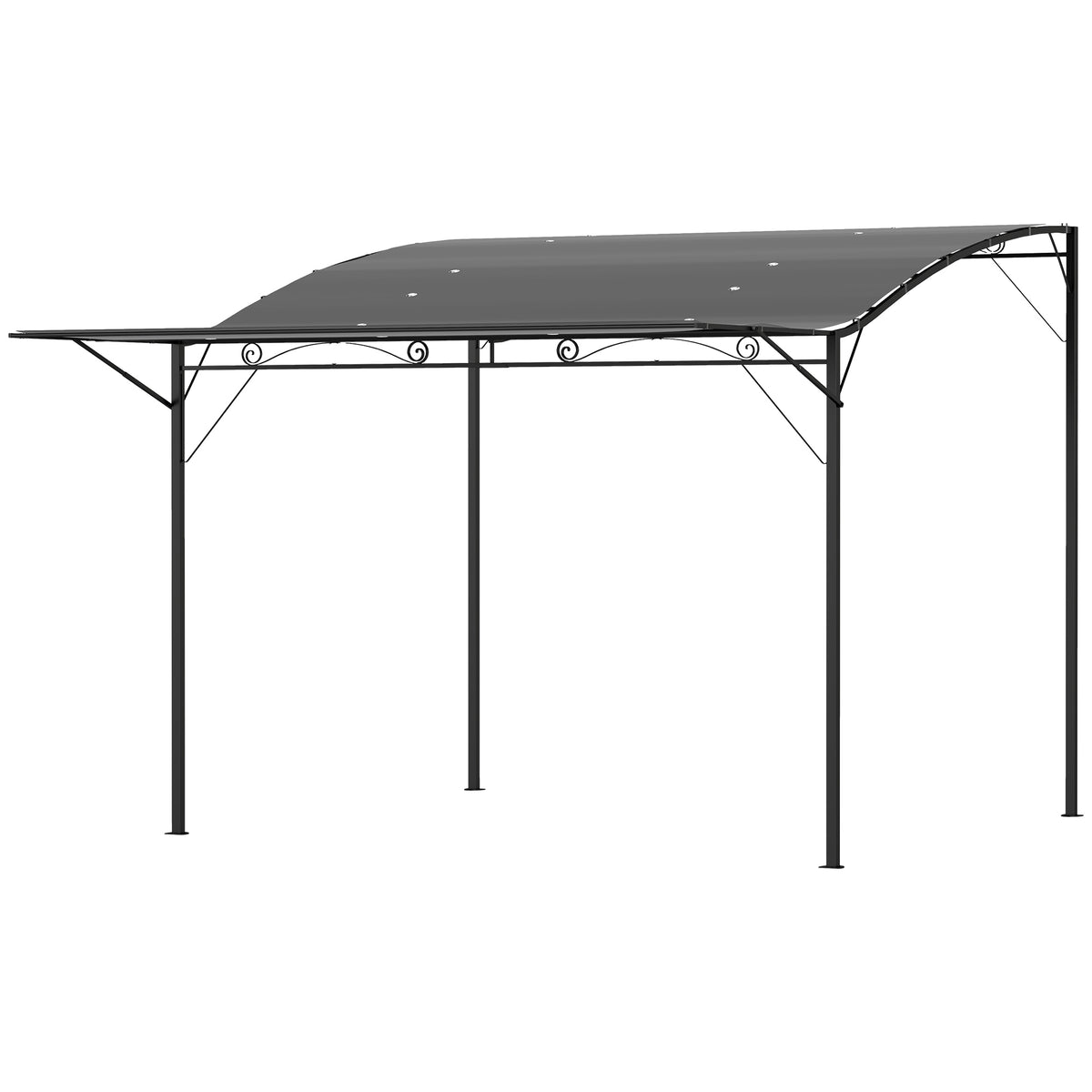 Pavillon mit klappbarer Dacherweiterung wetterfest 3 x 2,5 m Dunkelgrau