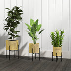 Blumenst?nder, 3er-Set, rostfreies Metallgestell, In- und Outdoor, Schwarz/Gold