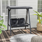 Two-Seater Garden Swing Bench, with Adjustable Canopy - Black