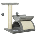  Cat Tree, Cat Tower for Kittens with Rotatable Top Bar, Sisal Scratching Post, Tunnel, Dangling Balls - Grey
