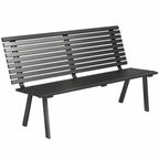 Gartenbank 3-Sitzer wetterfest Metall Outdoor Sitzbank mit breitem Sitz Lamellendesign, bis 240 kg 154 x 68 x 88 cm