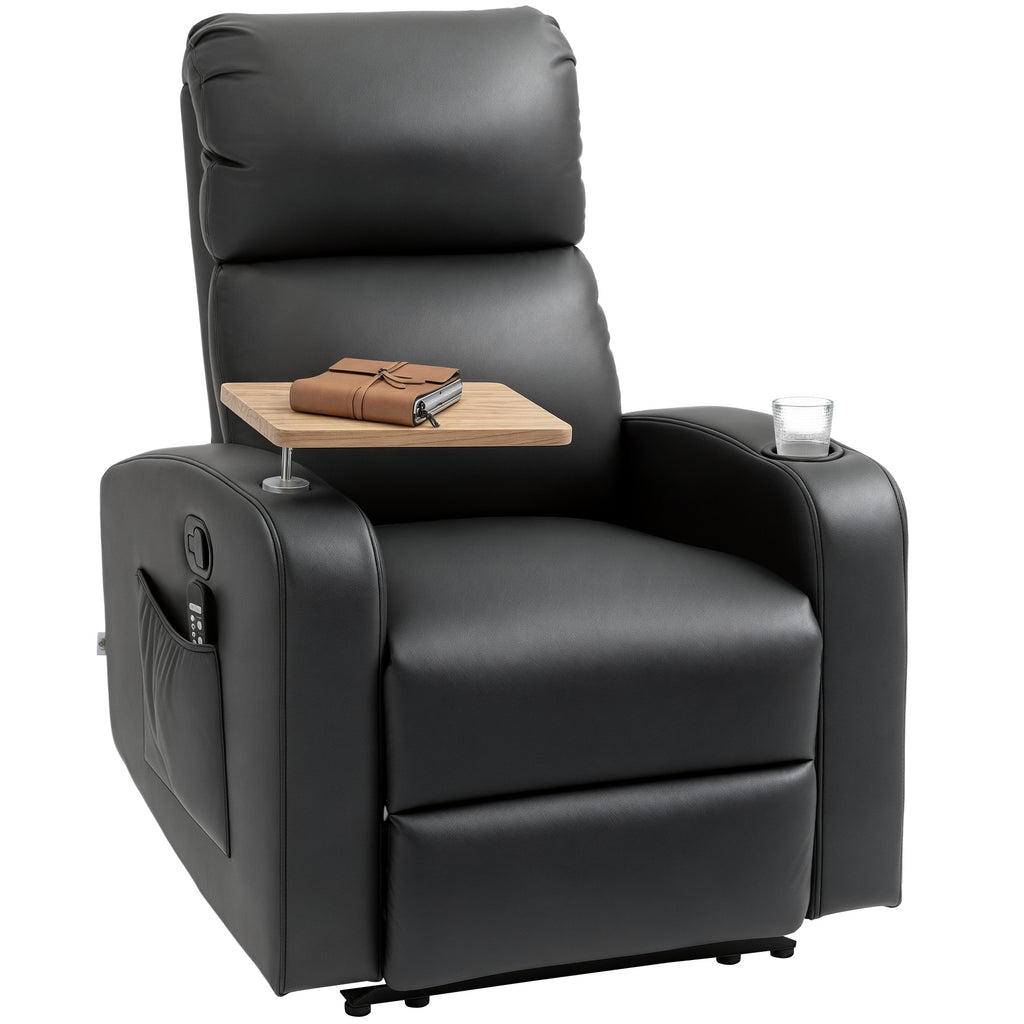 Massagesessel Relaxsessel Liegesessel, 1 Klapptisch, 1 Fu?st¨¹tze; 77 cm x 93 cm x 105 cm, Schwarz