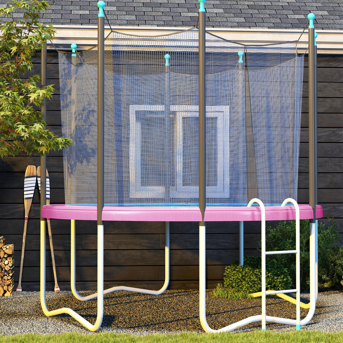 Ersatz-Randabdeckung für Trampoline, wasserfest, reißfest, Ø244 cm, Rosa