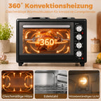 36L Mini-Backofen mit 2 Kochplatten, elektrischer Tischbackofen mit Umluft, 90–230 °C