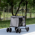 Hundetrolley inkl. Kissen, 3 Seitentaschen, klappbar, Hundewagen, 102 cm x 62 cm x 105 cm, Grau