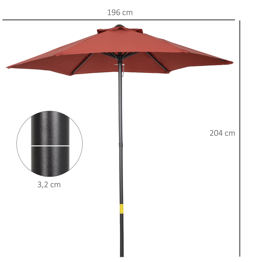 Sonnenschirm ?196 cm, sechseckig Balkonschirm f¨¹r Strand Balkon Garten, Weinrot