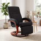 Relaxsessel mit Liegefunktion Fernsehsessel mit hoher Rückenlehne ergonomische Armlehne Fußstütze Holzbasis Leinenoptik