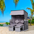 Strandkorb für 2 Personen mit neigbarer Rücklehne Grau 118 x 79 x 150cm