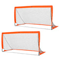 Set of 2 Football Goal Net 6 x 3 ft Foldable Outdoor Sport Training Teens Adults Football with Carrying Bag Orange