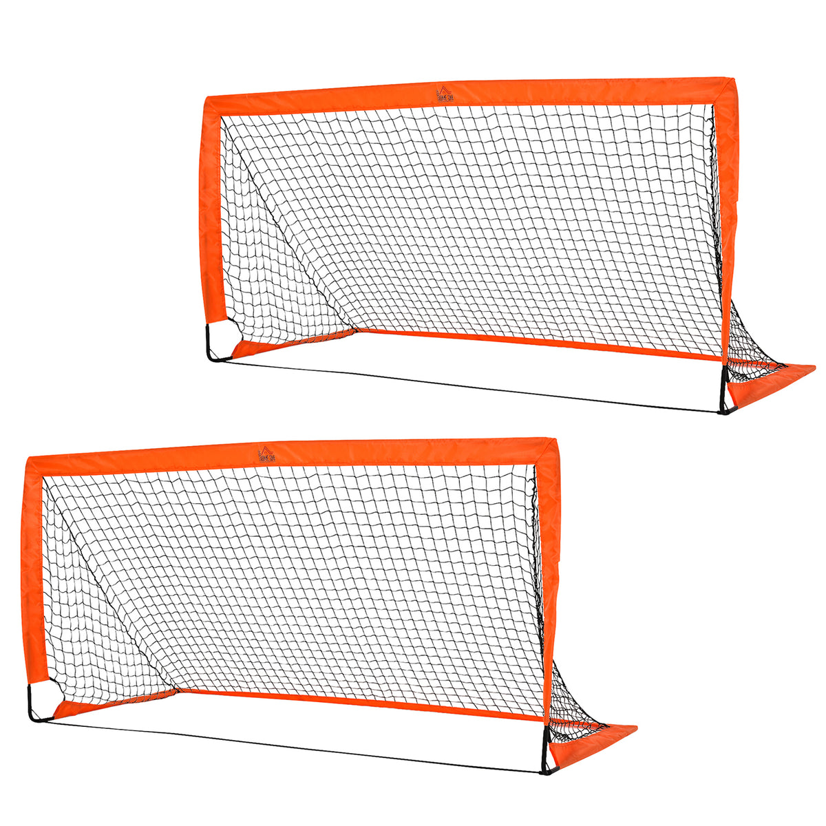 Set of 2 Football Goal Net 6 x 3 ft Foldable Outdoor Sport Training Teens Adults Football with Carrying Bag Orange