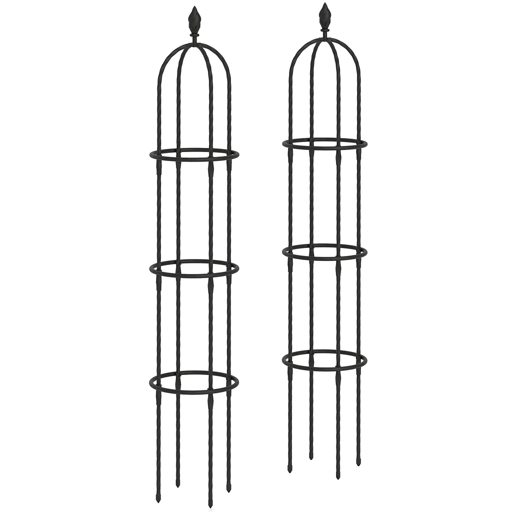 Garten Rankhilfe 2er Set 174 cm Obelisk Rankhilfe aus Stahl Abnehmbar Pflanzenst¨¹tze f¨¹r Kletterpflanzen Rose