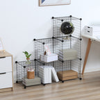 Metallwürfel-Regal, Anpassbarer Würfelschrank für Kleidung, Bücher, Spielzeug, flexibel, 109L x 37B x 109H cm, Schwarz