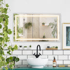 Badezimmerspiegel mit LED-Beleuchtung, Memoryfunktion, Ber¨¹hrungsschalter, Spritzwassergesch¨¹tzt, Silber