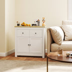 Kommode mit viel Stauraum, Sideboard mit Soft-Close-Türen, 2 Schubladen, verstellbares Regal, Weiß