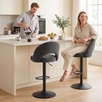 Barhocker 2er-Set, höhenverstellbar und drehbar, für Theke, Dunkelgrau