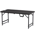Foldable Patio Dining Table for 4, Height Adjustable Outdoor Table for Garden, Lawn, Dark Grey