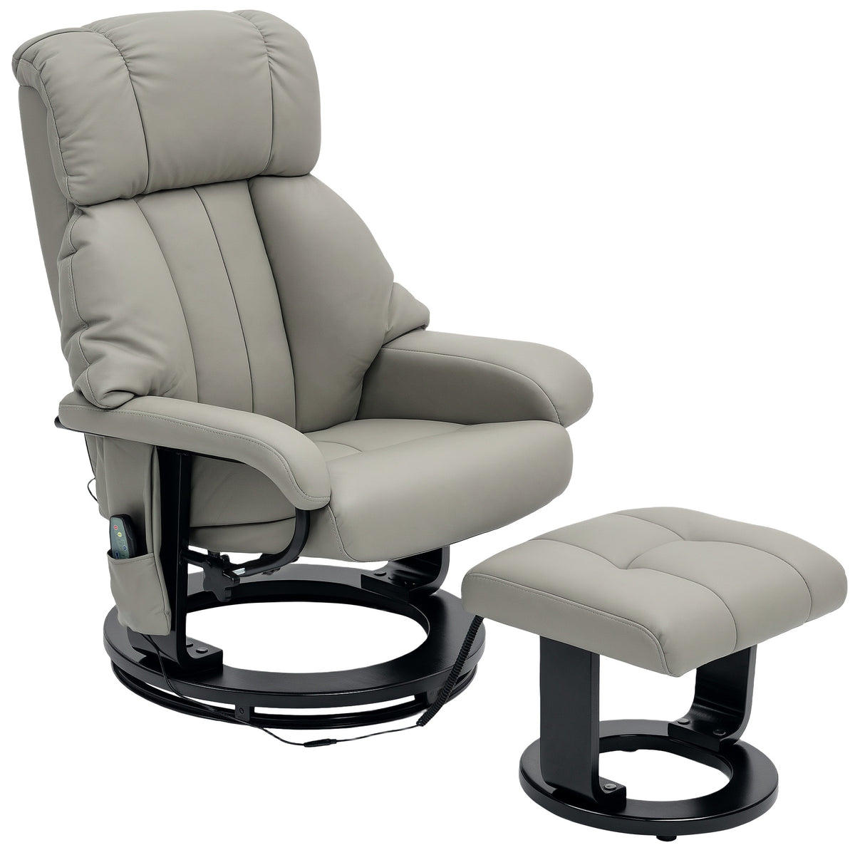 Relaxsessel Massagefunktion Fernsehsessel mit Seitentasche, Kunstleder, Grau