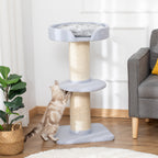 Kratzbaum 91 cm Katzenturm mit Sisalstämme, Plattform, Kissen mehrstöckiger Katzenkratzbaum, Kletterbaum, für mittelgroße Katzen, Hellblau