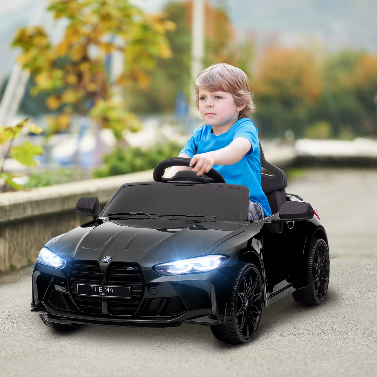Elektro Kinderauto BMW M4, Sound & Licht, 3-5 km/h, inkl. Fernsteuerung, f¨¹r 3-5 Jahre, Schwarz