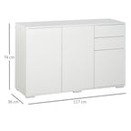 Sideboard Kommode Anrichte, 2 Schubladen, Push-Click, 117 cm x 36 cm x 74 cm, Wei?
