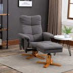 Relaxsessel mit Hocker, 360°drehbarer Fernsehsessel mit Massage, Liegefunktion, Massagesessel mit Seitentasche, TV-Sessel, Polyester für Wohnzimmer Dunkelgrau