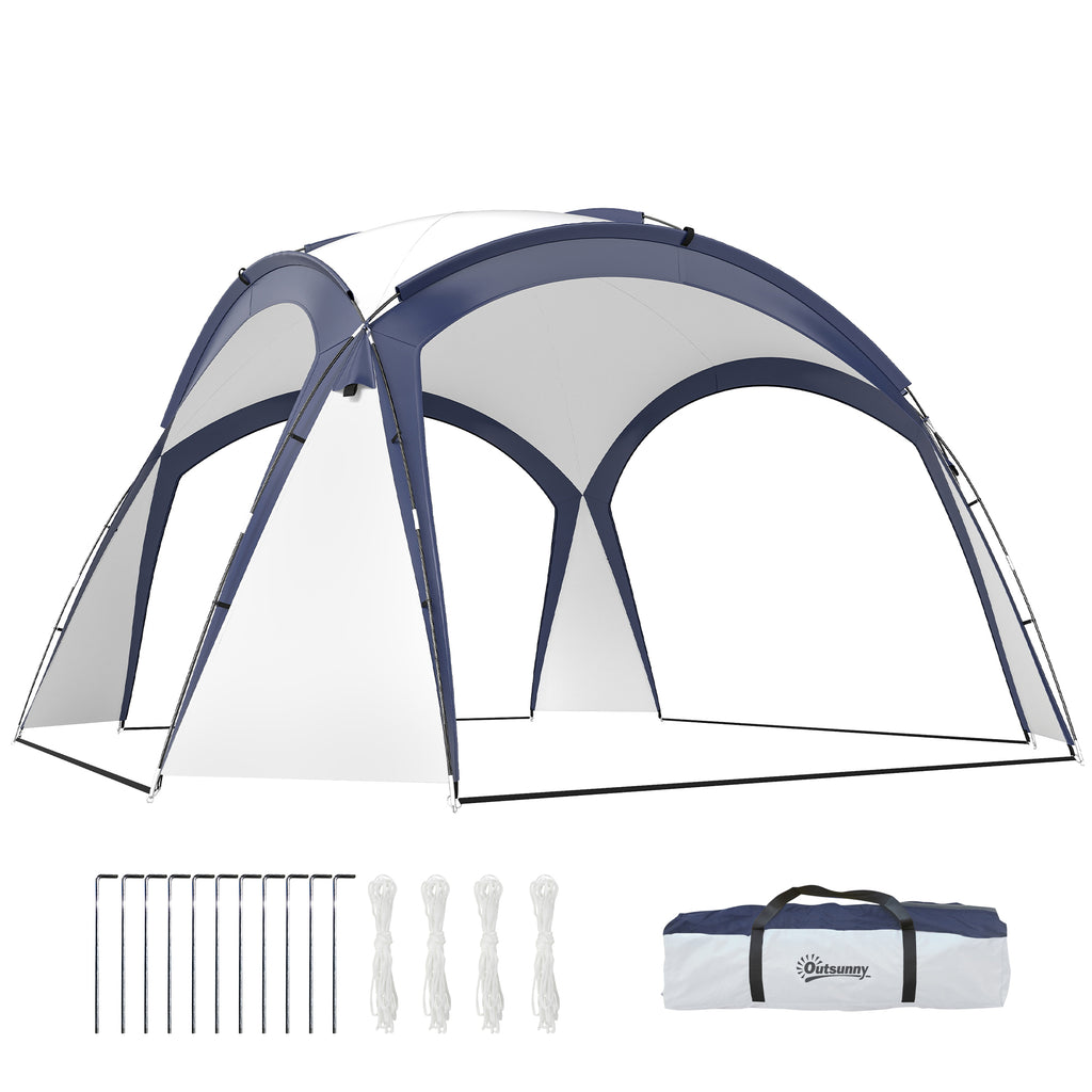 Gazebo Party Tent, 3.5x3.5m-Cream/Blue