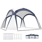 Gazebo Party Tent, 3.5x3.5m-Cream/Blue