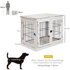 Dog Crate Furniture, Puppy Crate End Table, Pet Kennel House with 2 Doors for Medium and Small Dogs, 81 x 58.5 x 66 cm, White
