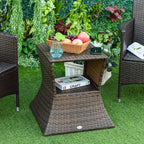 Gartentisch Beistelltisch Sonnenschirmständer Gartenmöbel Terrasse Polyrattan Braun 54 x 54 x 55 cm
