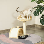 Cat Tree Scratching Scratcher Post Kitten Activity Centre Climber Hanging Ball Beige