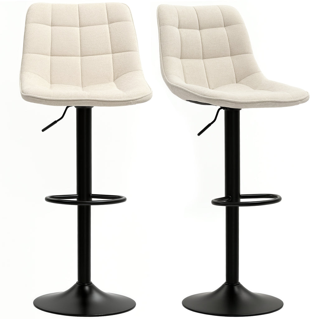 Moderner Barhocker, 2er-Set drehbare Barstühle mit Rückenlehne, höhenverstellbar, mit Fußstütze, gepolstert, Beige