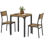 Three-Piece Minimal and Compact Dining Set, Rustic Brown